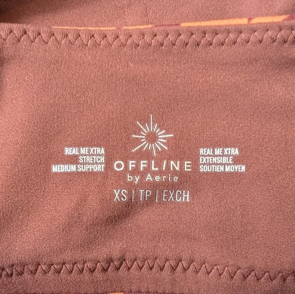 Offline By Aerie Xtra Square Neck Sports Bra Houndstooth Orange Size XS - Picture 5 of 7